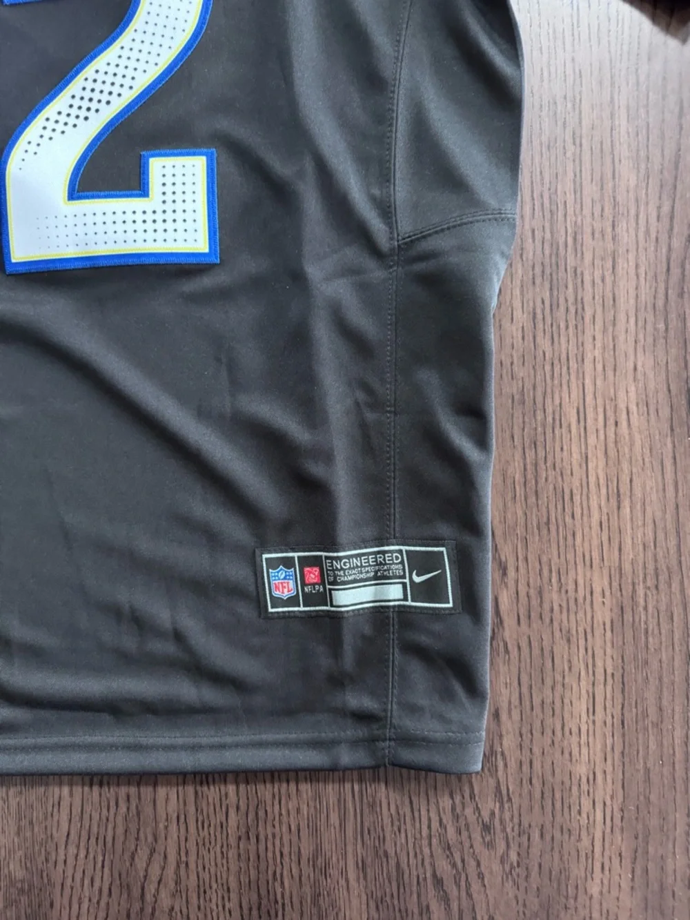 Nike Los Angeles Rams Black Jersey with Blue and Yellow Accents #12